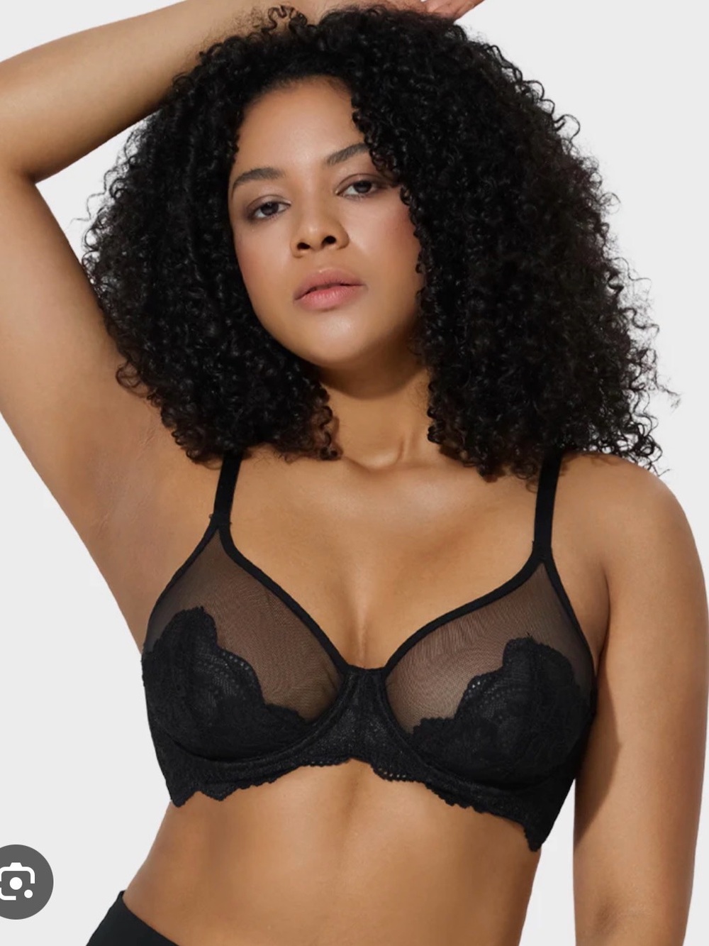 She Curve Delicate Sheer Lace Underwire Bra - Black
